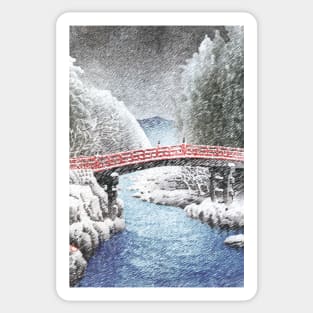 The Sacred Bridge at Nikko by Kawase Hasui Sticker